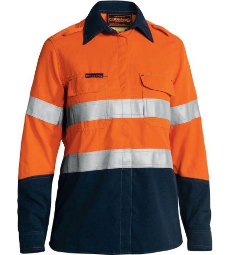 Picture of Bisley,Women's Taped Hi Vis FR Vented Shirt Tencate Tecasafe® Plus 700